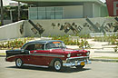 Red Classic Car & Contemporary Building