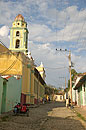 Red Motorbike in Street Trinidad Cuba