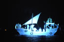 Moors Boat lit up Blue