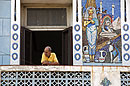 Mosaic & Man on Balcony