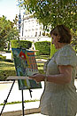 Lady artist with easel Madrid