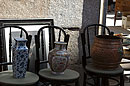 3 Antique Pots on Chairs Rastro Madrid