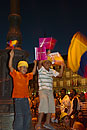 Boys Waving Flags in Plaza Mayor Madrid