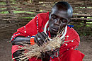 Maasai Tribesman Making Fire