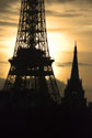 Sunset close up Eiffel Tower