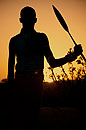 Samburu Warrior with Spear Silhouette 