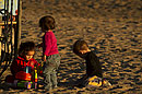 Playing on the beach in Golden Sunlight