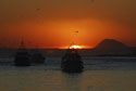 Red Sunset & 3 fishing boats