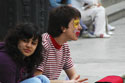 Clown pulling a face