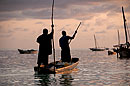 Silhouette Men Traditional Boat