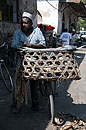Fish Buyer with Basket on Bike